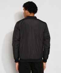 Jaqueta-Bomber-de-Nylon-Masculina-Acolchoada-com-Bolsos-Preta-9973805-Preto_2
