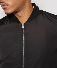 Jaqueta-Bomber-de-Nylon-Masculina-Acolchoada-com-Bolsos-Preta-9973805-Preto_5