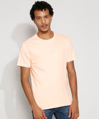 Camiseta-Masculina-Manga-Curta--No-Time-For-Fake-People--com-Bordado-Gola-Careca-Coral-9984651-Coral_1