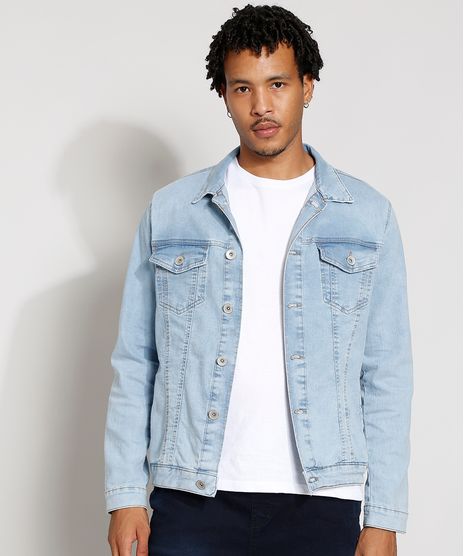 Jaqueta-Jeans-Masculina-Trucker-com-Bolsos-e-Botoes-Azul-Claro-9976766-Azul_Claro_1