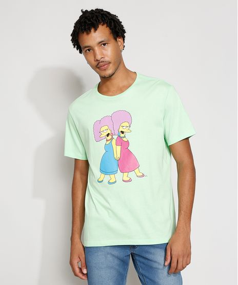 Camiseta-Masculina-Manga-Curta-Tias-Solteironas-Os-Simpsons-Gola-Careca-Verde-9978105-Verde_1