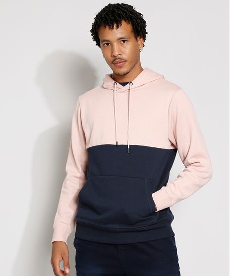 Blusa-de-Moletom-Masculina-Bicolor-com-Bolso-Canguru-e-Capuz-Rosa-Claro-9973186-Rosa_Claro_1