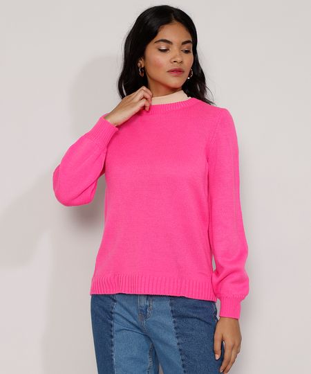 Sueter-de-Trico-Feminino-Decote-Redondo-Pink-9823177-Pink_1