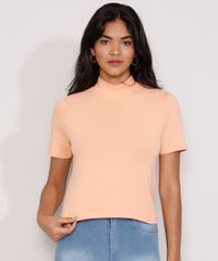 Blusa-Feminina-Basica-Manga-Curta-Gola-Alta-Laranja-Claro-9941595-Laranja_Claro_1
