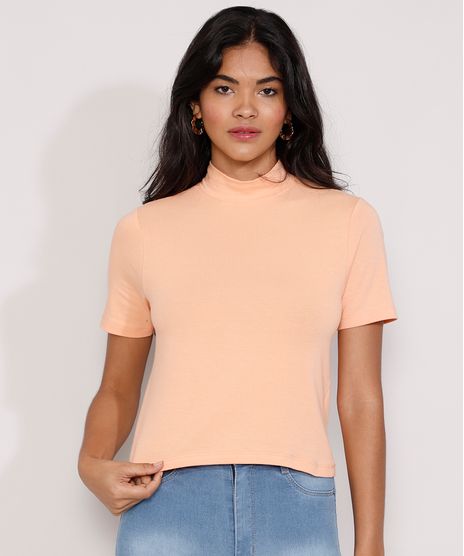 Blusa-Feminina-Basica-Manga-Curta-Gola-Alta-Laranja-Claro-9941595-Laranja_Claro_1