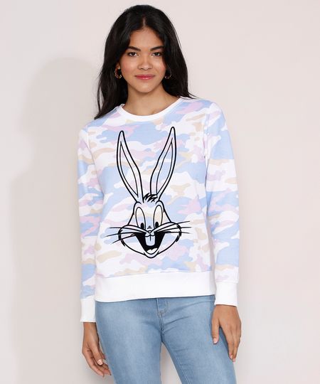 Blusa-de-Moletom-Feminina-Pernalonga-Flocada-Camuflada-Decote-Redondo-Off-White-9982363-Off_White_1 Blusa-de-Moletom-Feminina-Pernalonga-Flocada-Camuflada-Decote-Redondo-Off-White-9982363-Off_White_1