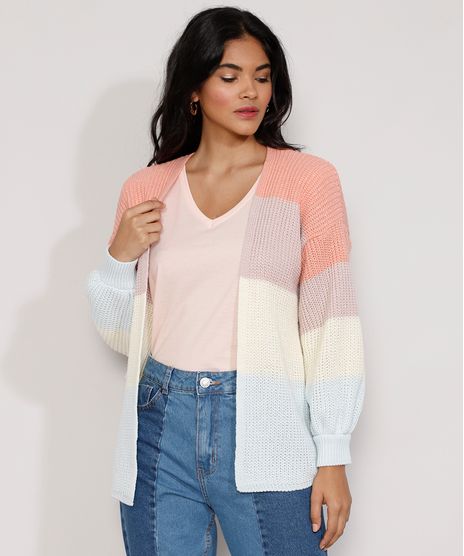 Cardigan-de-Trico-Feminino-Listrado-com-Lurex-Multicor-9975421-Multicor_1