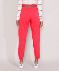 Calca-de-Sarja-Feminina-Clochard-Cintura-Alta-com-Cinto-Rosa-9984439-Rosa_2