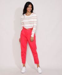 Calca-de-Sarja-Feminina-Clochard-Cintura-Alta-com-Cinto-Rosa-9984439-Rosa_3