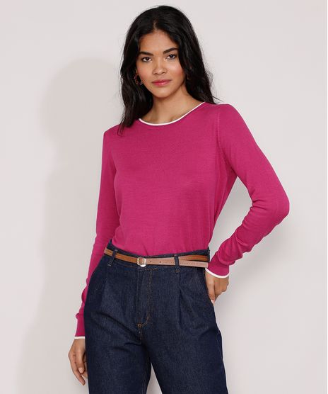 Sueter-de-Trico-Feminino-Basico-Bicolor-Decote-Redondo-Roxo-9325451-Roxo_1