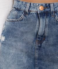 Saia-Jeans-Feminina-Curta-Destroyed-Marmorizada-com-Respingos-e-Barra-Desfiada-Azul-Medio-9985896-Azul_Medio_4