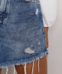 Saia-Jeans-Feminina-Curta-Destroyed-Marmorizada-com-Respingos-e-Barra-Desfiada-Azul-Medio-9985896-Azul_Medio_6