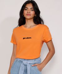 Camiseta-Feminina-Manga-Curta--Go-Slow--Flocada-Decote-Redondo-Laranja-9957948-Laranja_1