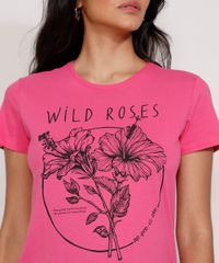 Camiseta-Feminina-Manga-Curta--Wild-Roses--Decote-Redondo-Pink-9978602-Pink_2