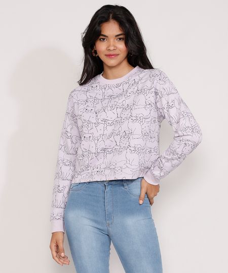 Blusa-de-Moletom-Feminina-Cropped-Estampada-de-Gatos-Decote-Redondo-Lilas-9981207-Lilas_1 Blusa-de-Moletom-Feminina-Cropped-Estampada-de-Gatos-Decote-Redondo-Lilas-9981207-Lilas_1