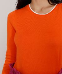 Sueter-de-Trico-Feminino-Basico-Bicolor-Decote-Redondo-Laranja-9325451-Laranja_4