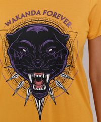 Camiseta-Feminina-Manga-Curta-Pantera-Negra-Metalizada-Decote-Redondo-Mostarda-9982359-Mostarda_6