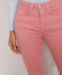 Calca-de-Sarja-Feminina-Cintura-Alta-Super-Skinny-Coral-9976637-Coral_4