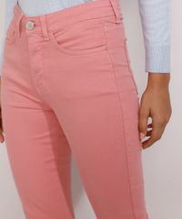 Calca-de-Sarja-Feminina-Cintura-Alta-Super-Skinny-Coral-9976637-Coral_5