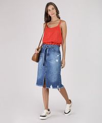 Saia-Jeans-Feminina-Midi-com-Cinto-Barra-Destroyed-Azul-Medio-9932229-Azul_Medio_3