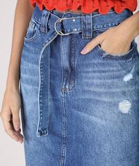 Saia-Jeans-Feminina-Midi-com-Cinto-Barra-Destroyed-Azul-Medio-9932229-Azul_Medio_4