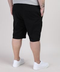 Bermuda-de-Sarja-Masculina-Plus-Size-Reta-com-Bolsos-Preta-9951180-Preto_2