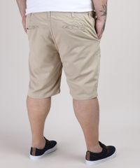 Bermuda-de-Sarja-Masculina-Plus-Size-Reta-com-Bolsos-Kaki-9951181-Kaki_2
