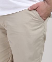 Bermuda-de-Sarja-Masculina-Plus-Size-Reta-com-Bolsos-Kaki-9951181-Kaki_4