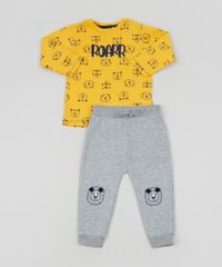 Conjunto-Infantil-Bichinhos-de-Blusao-Estampado-Amarelo---Calca-em-Moletom-Cinza-Mescla-9951501-Cinza_Mescla_1