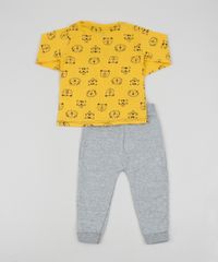 Conjunto-Infantil-Bichinhos-de-Blusao-Estampado-Amarelo---Calca-em-Moletom-Cinza-Mescla-9951501-Cinza_Mescla_2
