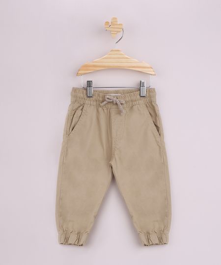Calca-de-Sarja-Infantil-Jogger-com-Bolsos-Kaki-9632470-Kaki_1