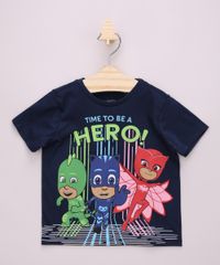 Camiseta-Infantil-PJ-Masks--Time-To-Be-A-Hero--Manga-Curta-Azul-Marinho-9964083-Azul_Marinho_1