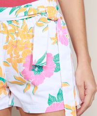 Short-de-Sarja-Feminino-Clochard-Cintura-Alta-Estampado-Floral-com-Faixa-para-Amarrar-Branco-9966605-Branco_4