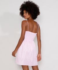 Vestido-Feminino-Mindset-Curto-Estampado-Xadrez-Vichy-com-Lastex-Alca-Laco-Rosa-9991504-Rosa_2