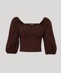 Blusa-Feminina-Mindset-com-Franzido-Manga-Bufante-Decote-Reto-Marrom-9991003-Marrom_6