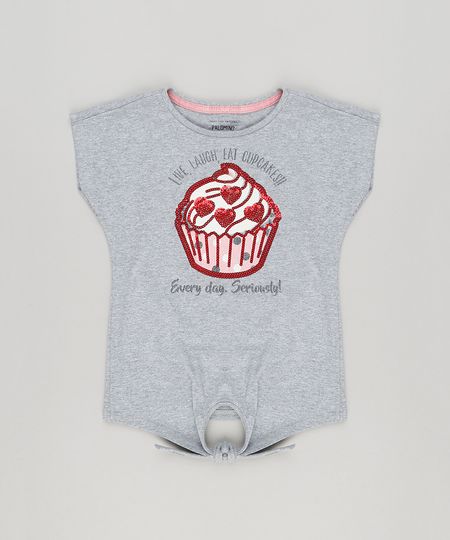 Blusa-Infantil-Cup-Cake-com-Paete-e-No-Manga-Curta-Decote-Redondo-em-Algodao---Sustentavel-Cinza-Mescla-9160822-Cinza_Mescla_1