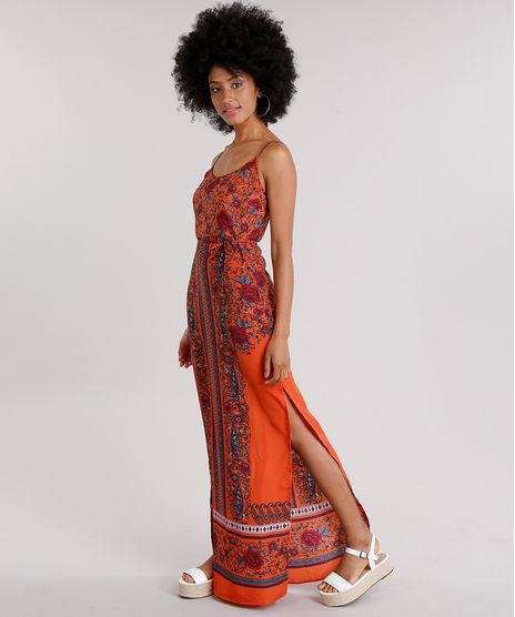 Vestido-Feminino-Longo-Estampado-Floral-com-Fendas-Alca-Fina-Laranja-8850719-Laranja_1