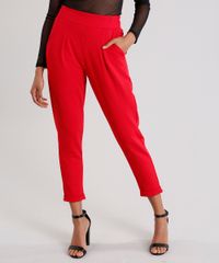 Calca-Feminina-Cintura-Alta-com-Bolsos-Vermelha-9157096-Vermelho_1