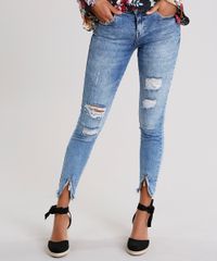 Calca-Jeans-Feminina-Cigarrete-Destroyed-com-Ziper-na-Barra-Azul-Claro-9113396-Azul_Claro_1