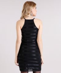 Vestido-Feminino-Halter-Neck-em-Tule-Listrado-com-Alca-Fina-Curto-Preto-9154245-Preto_2