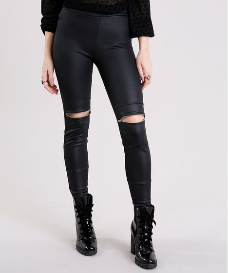 calça legging preta com ziper