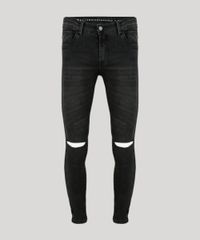 Calca-Jeans-Masculina-Super-Skinny-Cropped-em-Algodao---Sustentavel-Preta-9108173-Preto_5