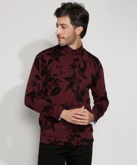 Sueter-de-Trico-Masculino-Estampado-Floral-Gola-Careca-Vinho-9821906-Vinho_1