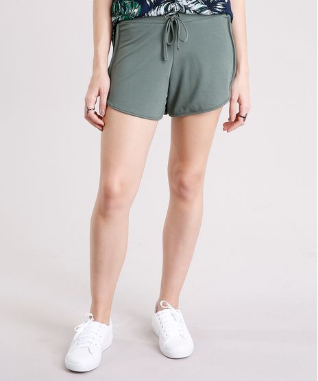 Short-Feminino-Running-Esportivo-Basico-em-Moletom-Verde-Militar-8793882-Verde_Militar_1
