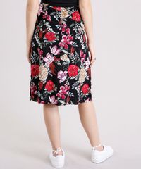 Saia-Midi-Feminina-Estampada-Floral-com-Lace-UP-Preta-8898672-Preto_2