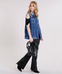 Calca-Feminina-Flare-Resinada-com-Botoes-na-Barra-Cintura-Super-Alta-Preta-9113401-Preto_3