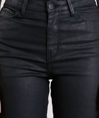 Calca-Feminina-Flare-Resinada-com-Botoes-na-Barra-Cintura-Super-Alta-Preta-9113401-Preto_4