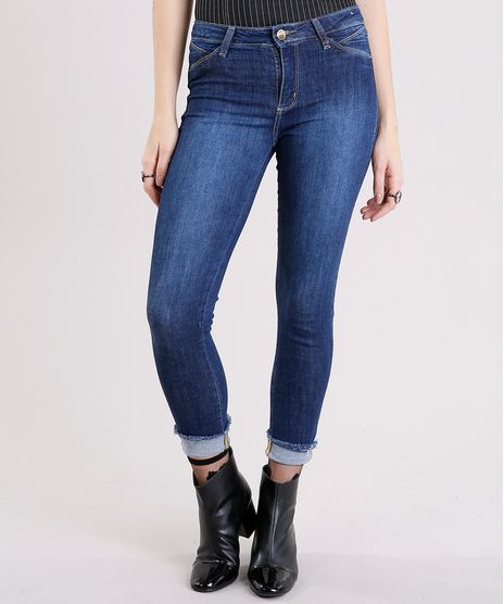 Calca-Jeans-Feminina-Cropped-Sawary-com-Barra-Dobrada-Desfiada-Azul-Escuro-9162716-Azul_Escuro_1