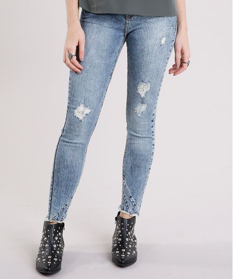 Calca-Jeans-Feminina-Cigarrete-Marmorizada-Destroyed-com-Barra-Desfiada-Azul-Medio-9010649-Azul_Medio_1