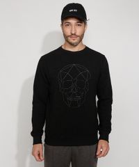 Blusa-de-Moletom-Masculina-Slim-Texturizada-Caveira-Gola-Careca-Preta-9782697-Preto_1